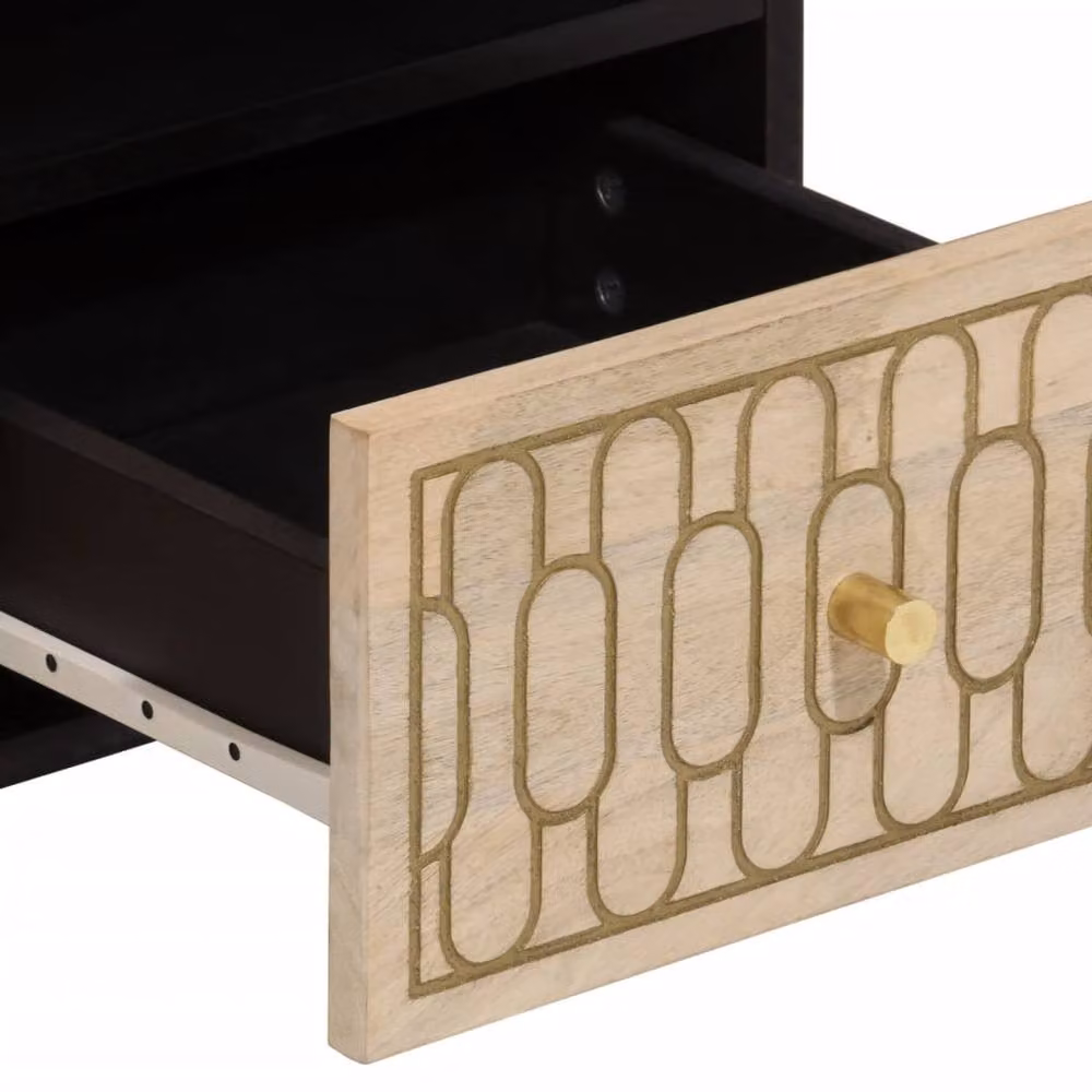 Berkfield Home Solid Mango Wood TV Cabinet in Light Tan, W/D/H: 70 x 33 x 46 cm – 4