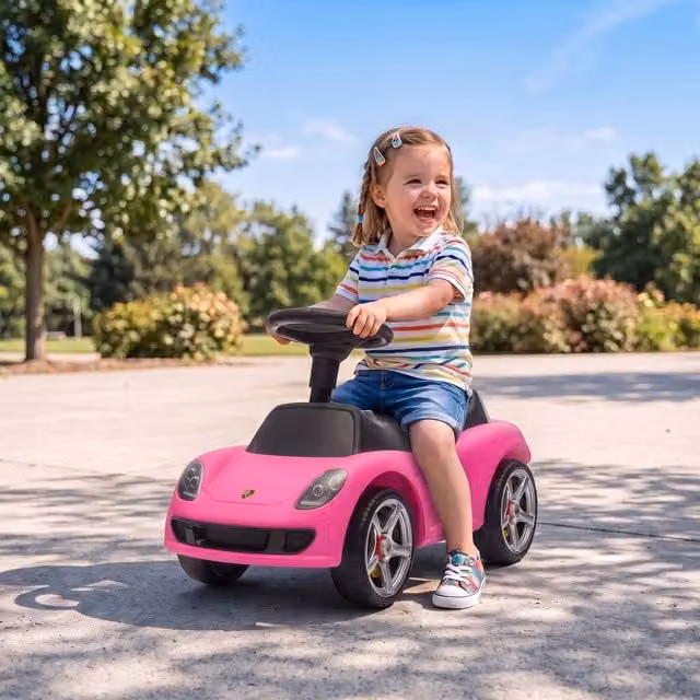 AIYAPLAY Porsche Licensed Ride on Car for Toddlers with Light and Sound, Pink