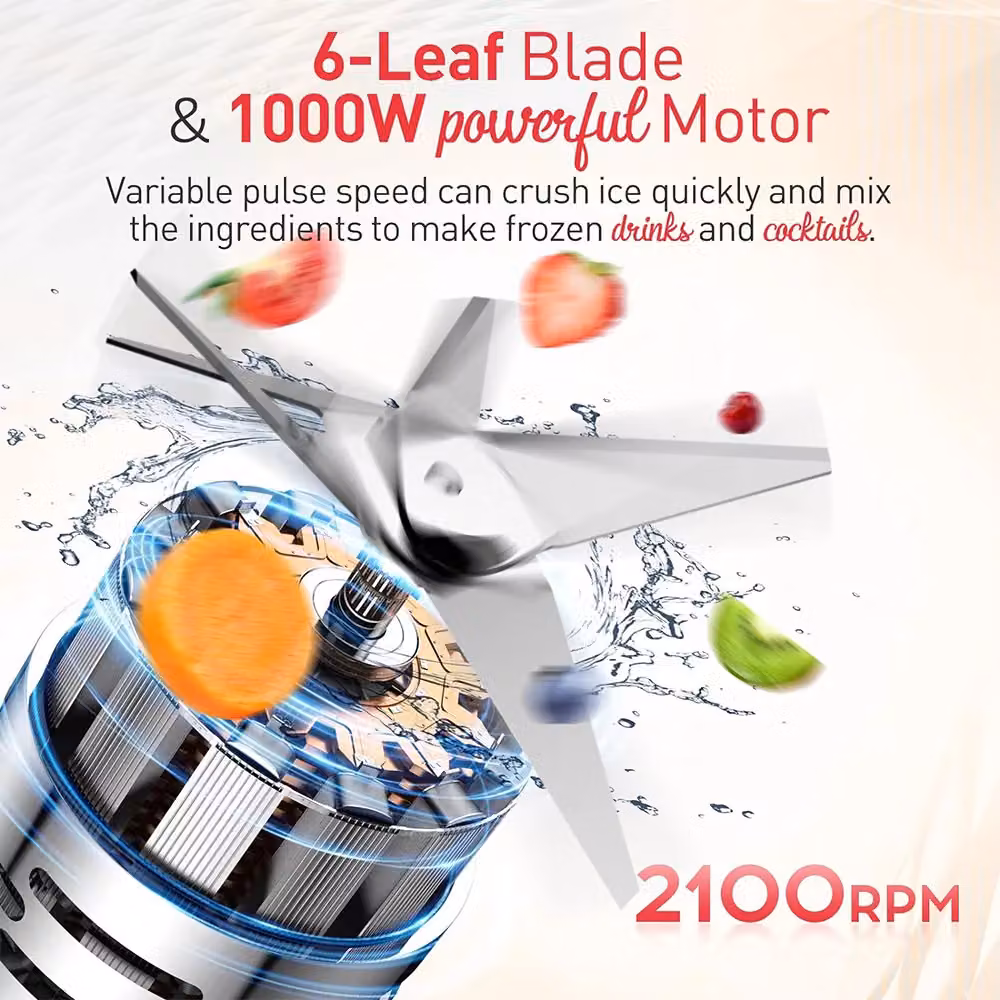 VOGREX 800W Blender and Smoothie Maker with Ice Crusher and Milkshake Mixer in Silver – 4