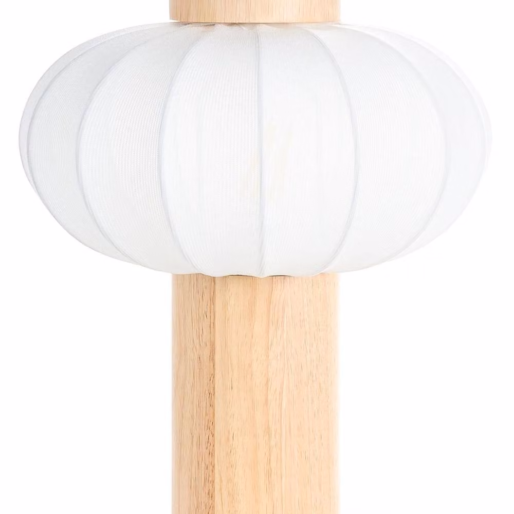 Wyld and Coco Round Table Lamp in Brown and White Wood – 2