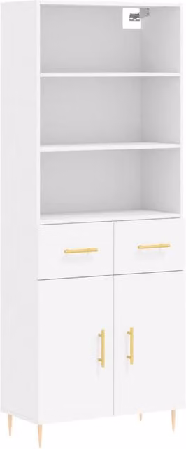 Berkfield Home Modern White Matt Highboard with Hinged Doors and Internal Shelves, W/D/H: 69.5 x 34 x 180 cm