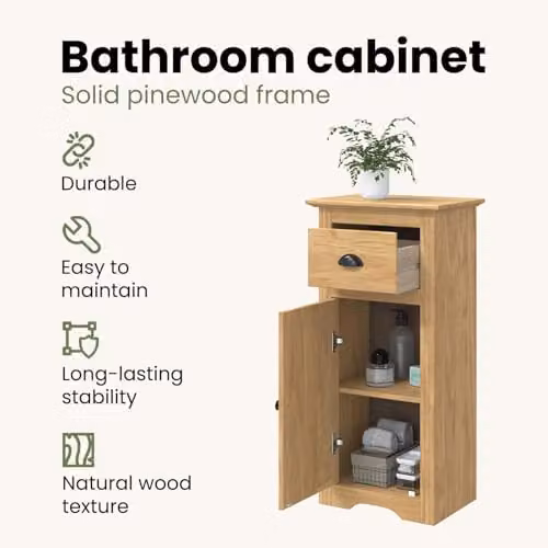 vidaXL BODO Modern Bathroom Cabinet in Brown, W/D/H: 44 x 30 x 90 cm – 3