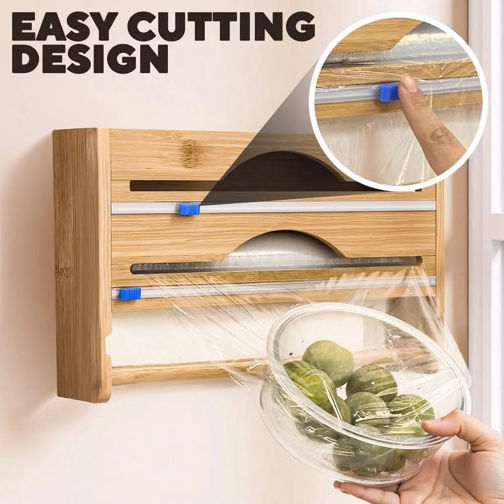 EONLION 4-in-1 Wall Mounted Kitchen Paper Towel Holder and Dispenser with Shelf in Brown – 4