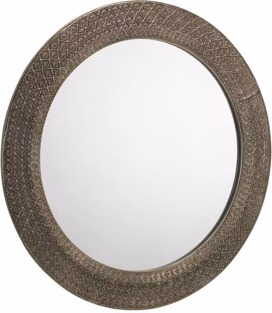 Cheshire Cadara Large Round Pewter Wall Mirror in Grey – 1