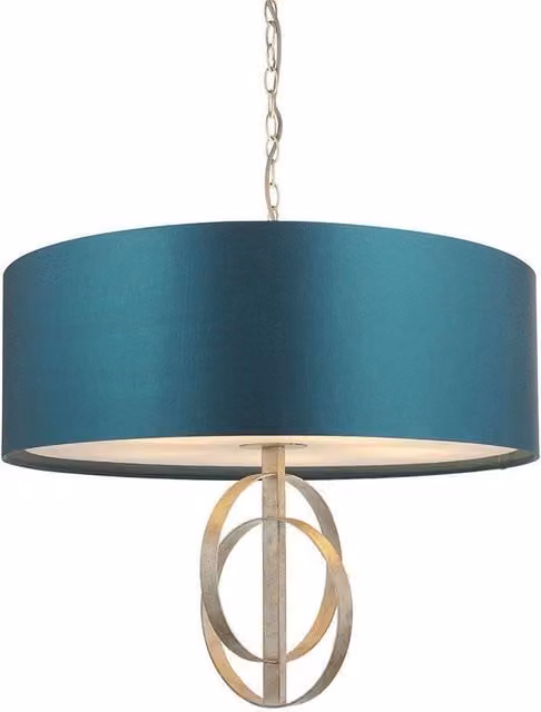Netlighting TRENTO Dimmable 5 Light Fabric and Metal Pendant Ceiling Lamp in Silver