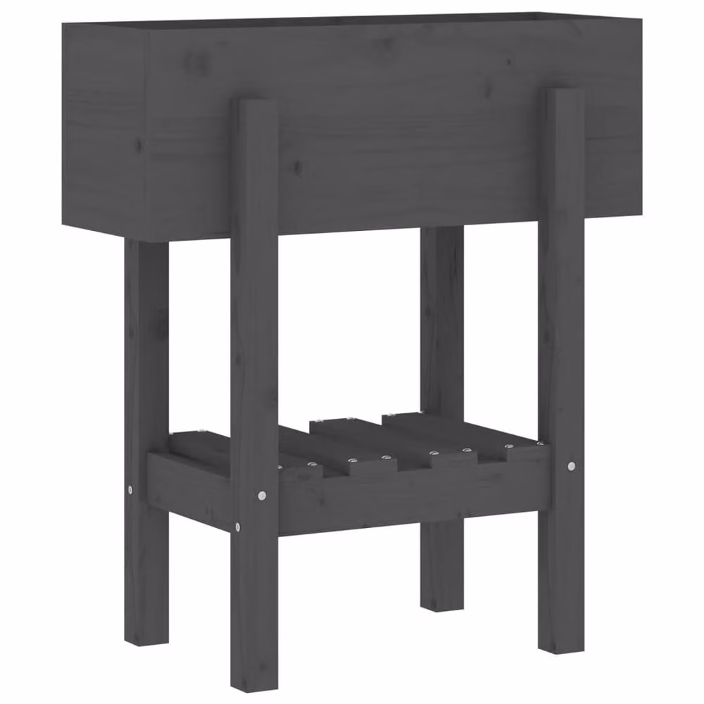 Berkfield Home Beautiful Garden Planter in Grey Solid Pine Wood, W/D/H: 62 x 30 x 69 cm – 3