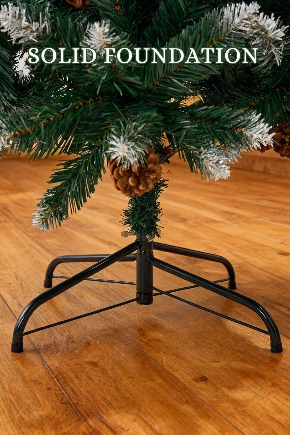Garden Sanctuary Tabletop Artificial Christmas Tree with Metal Stand in Green, White and Multicolour – 3