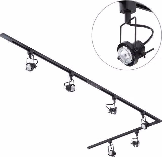 Litecraft Greenwich L-Shape Track Light Kit with LED Spotlight Heads, Black
