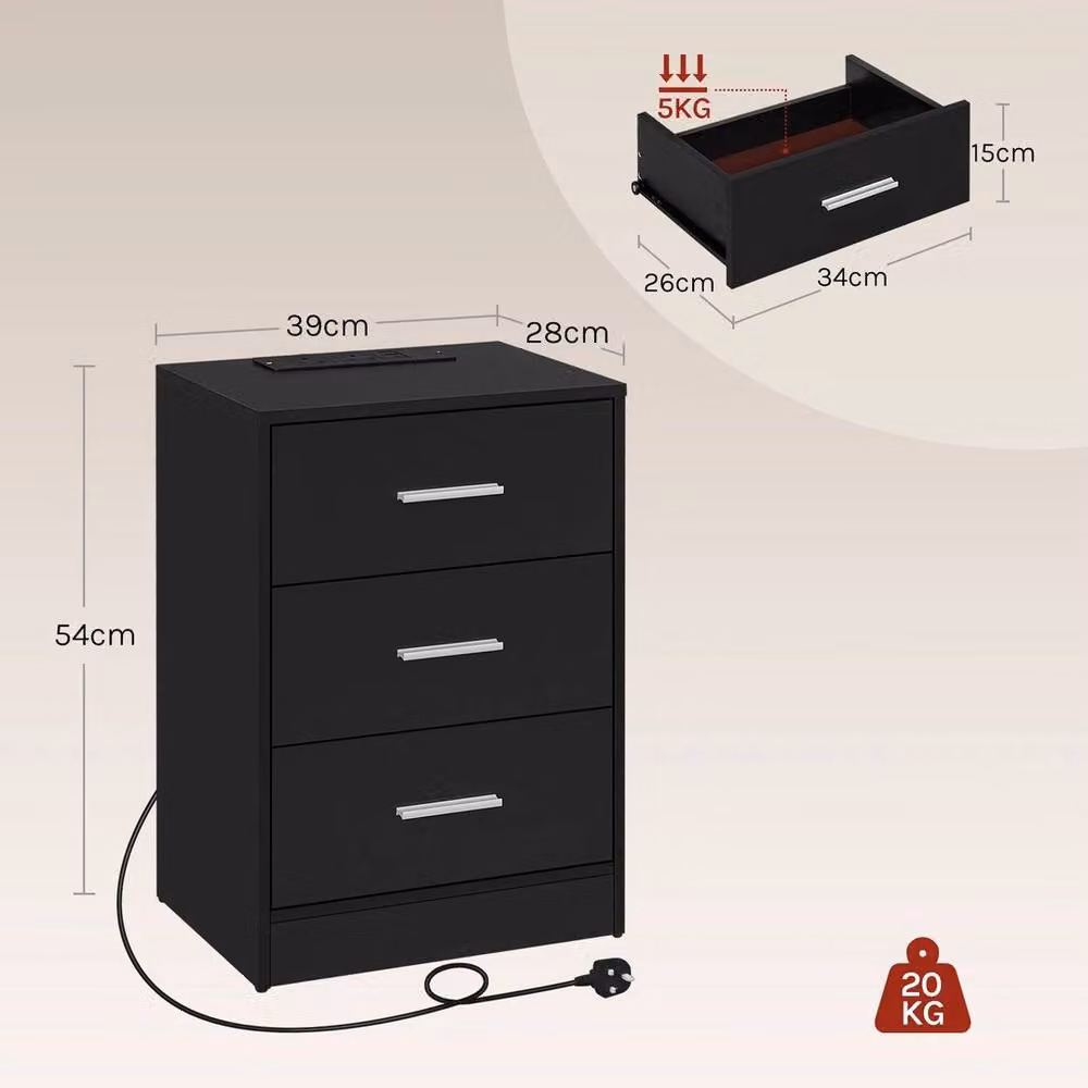 Kelvenix Set of 2 Black Matt Bedside Tables with Integrated Lighting – 2