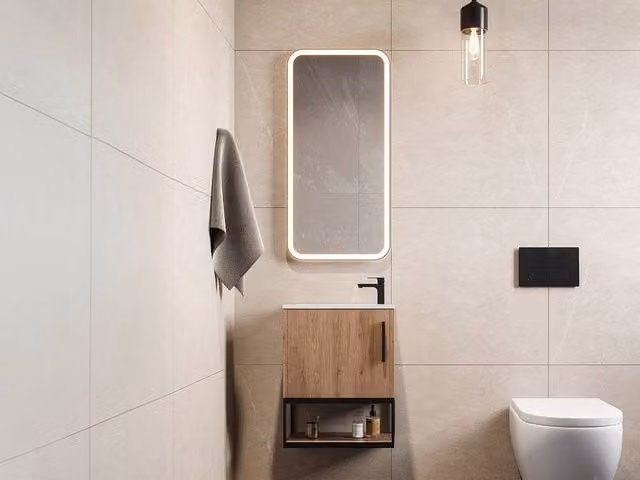 Vente-unique Wall-Mounted Washbasin Unit with Recess in Light Oak, W: 40 cm – 1