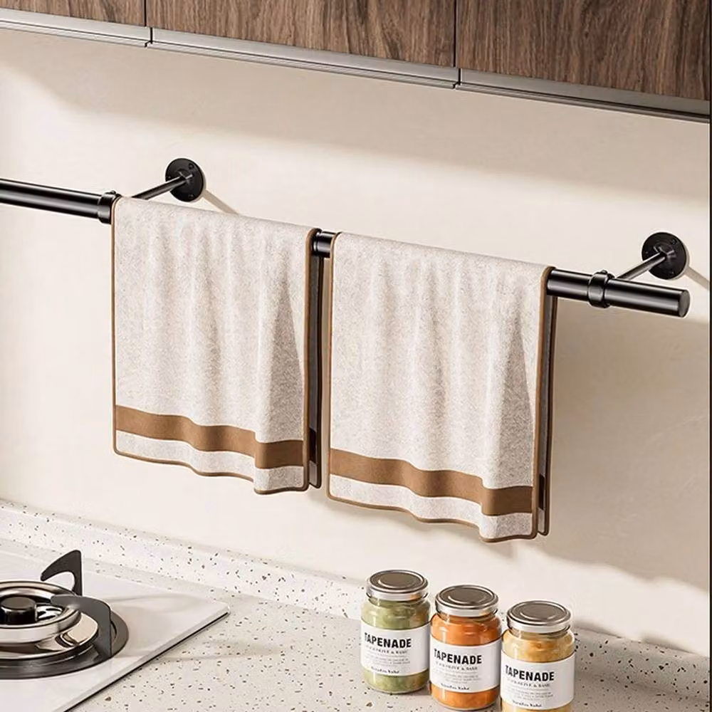 FORGEVIO Black Stainless Steel Foldable Laundry Pole Drying Rack Hanging Rail, 180 cm – 3