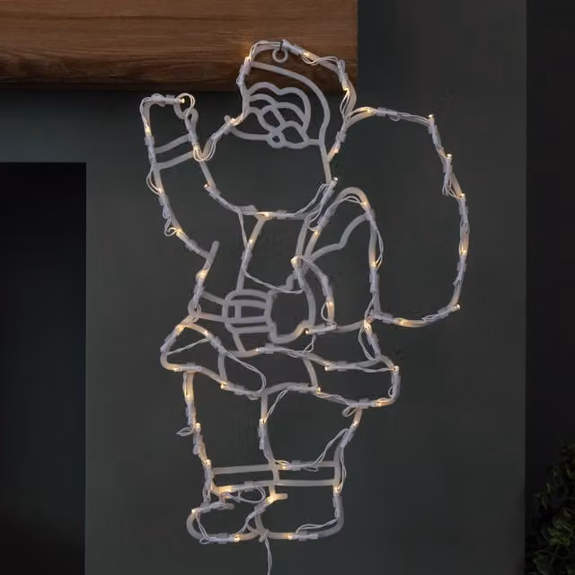 Samuel Alexander Hanging Christmas Santa with Warm White Multi-Action LEDs, White, H 44 cm x W 25 cm – 1