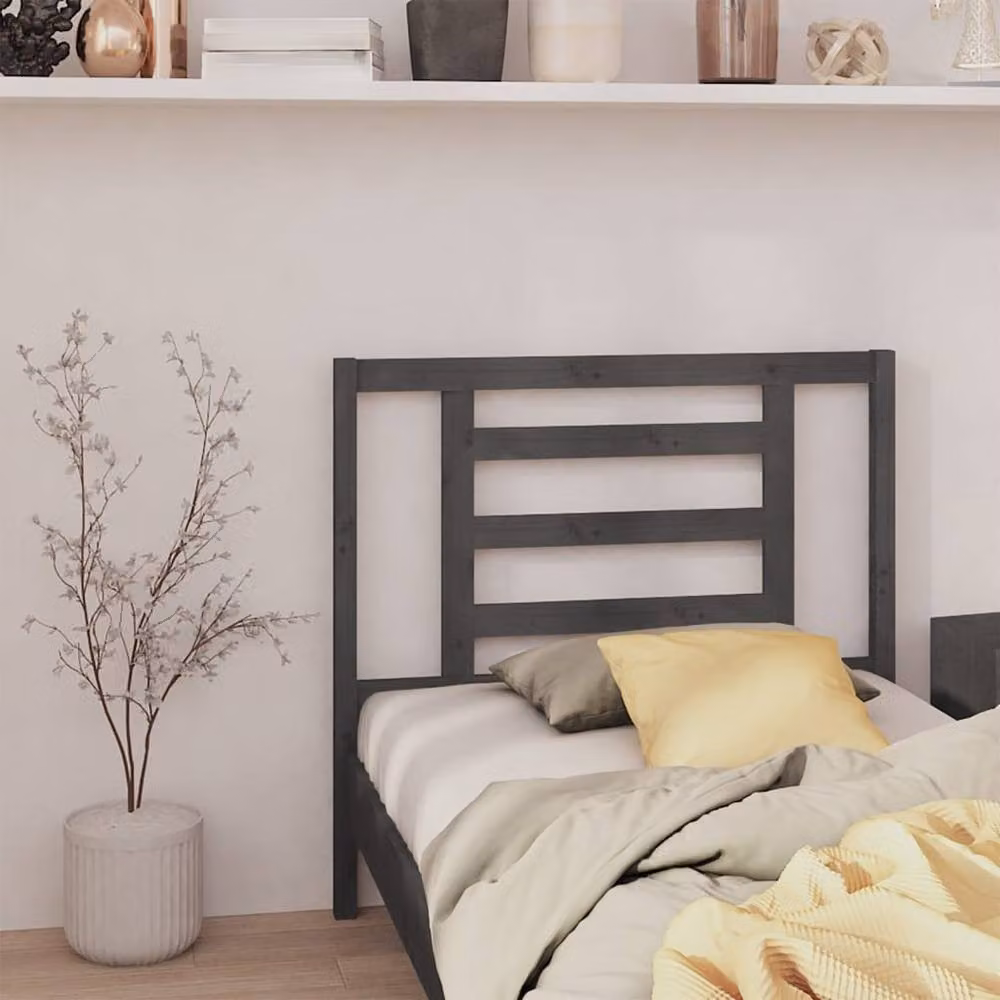 Berkfield Home Beautiful Bed Headboard in Grey Solid Pine Wood, W/D/H: 96 x 4 x 100 cm – 2