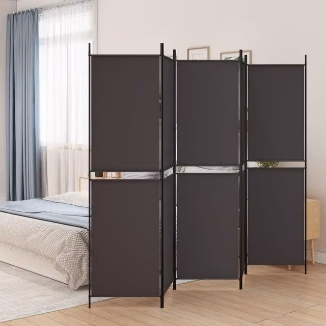 Berkfield Home 5-Panel Fabric Room Divider in Brown, W/H: 250 x 200 cm – 1