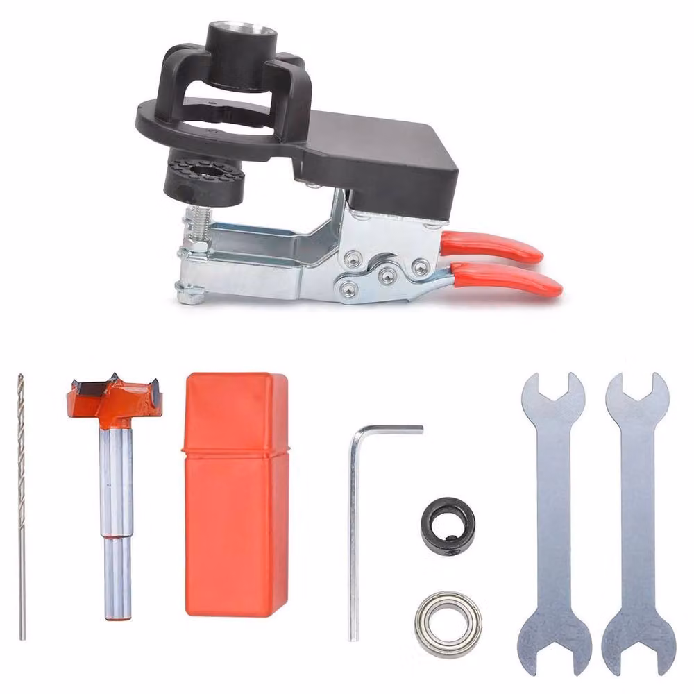 SPETLEK 35mm Hinge Jig Drill Guide and Wood Hole Cutter in Black Aluminum Alloy – 5