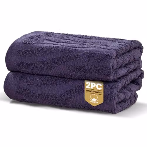 Rapport Home Safari 2-Pack Purple Cotton Hand Towels, W: 50 cm x H: 85 cm – 1