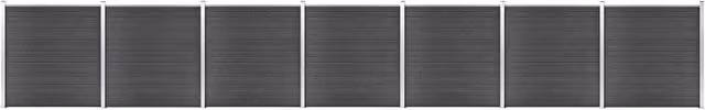 Berkfield Home WPC Fence Panel Set, Black, W: 1218 cm, H: 186 cm