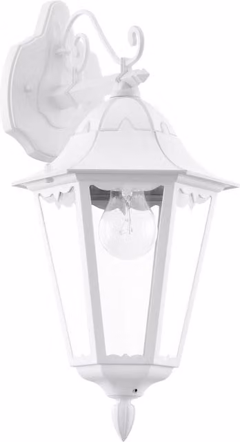 Loops White Traditional Aluminium Outdoor Wall Lantern IP44 with Glass Shade and E27 Downlight