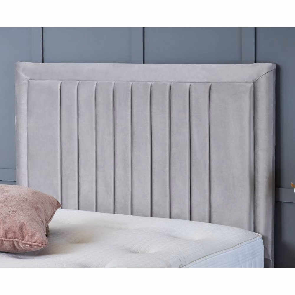 BSSPOKE Double Canes Ottoman Divan Bed with 54 inch Headboard and Mattress in Taupe Beige Plush Velvet – 2