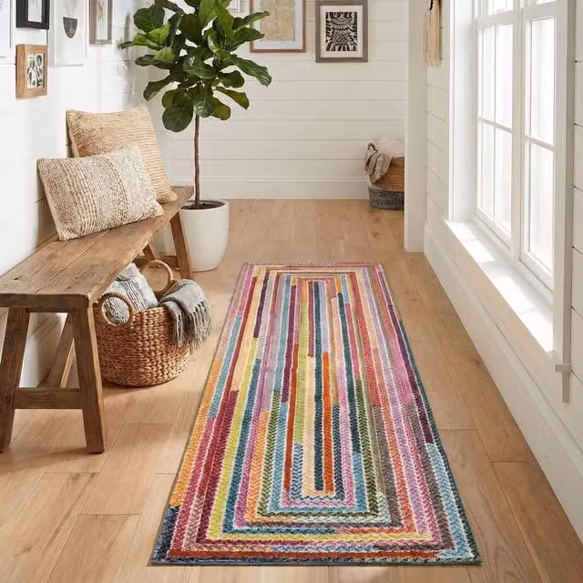 Desire Rugs Rainbow Modern Carved Geometric Braided Area Rug, Multicolour, W: 220 cm, H: 13 cm – 1