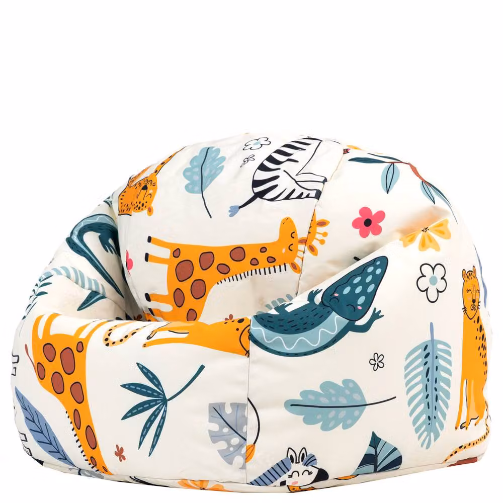 icon Kids Printed Safari Childrens Bean Bag Armchair in Light Blue and Multicolour – 2