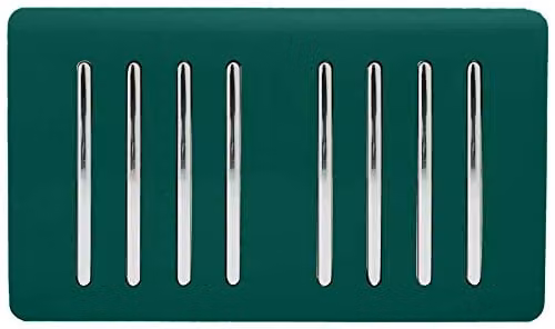 Trendi Modern Plastic 8 Gang 2 Way Rocker Double Plate Tactile Light Switch in Green and Chrome