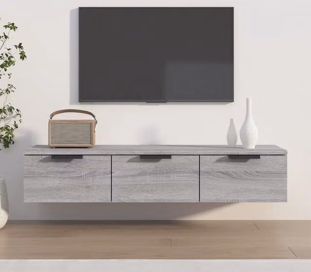 Berkfield Home Grey Sonoma Wall Cabinet, W: 102 cm, D: 20 cm, H: 30 cm