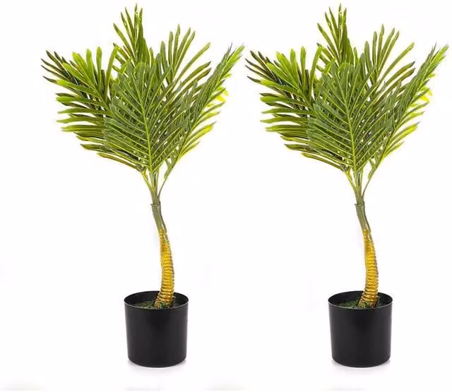 Voltico Set of 2 Green Artificial Palm Leaves, Height: 70 cm
