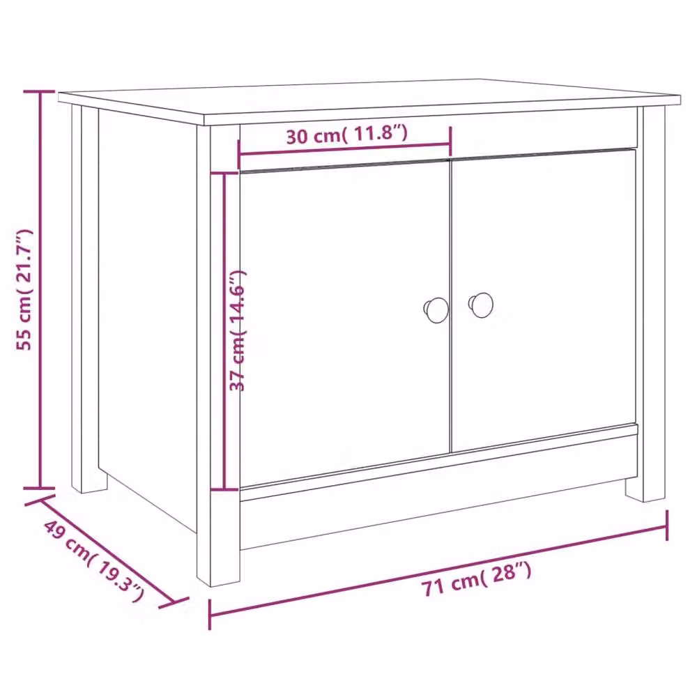Berkfield Home Grey Rustic Solid Pine Coffee Table W/D/H: 71 x 49 x 55 cm – 4