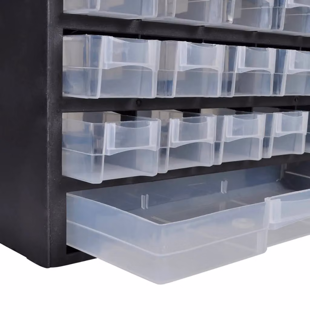 Berkfield Home 41-Drawer Plastic Storage Cabinet Tool Box in Black and Transparent – 2