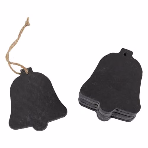 Nicola Spring Grey Slate Bell Christmas Tree Hanging Decorations, Pack of 6, H 8.5 cm x W 7 cm – 1