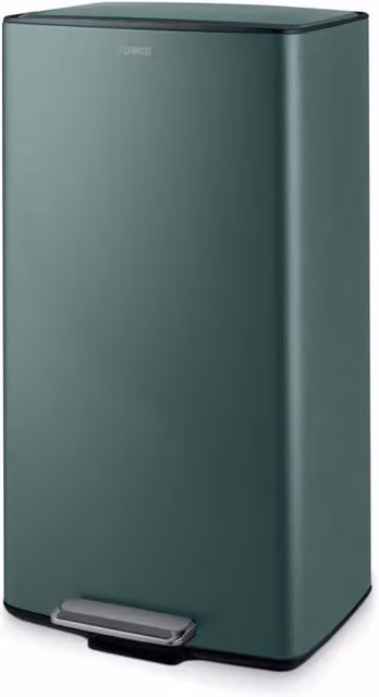 Tower Rectangular Pedal Bin in Green with Removable Inner Bucket and Odour Filter, W/D/H: 40.0 x 38.2 x 69.8 cm – 1