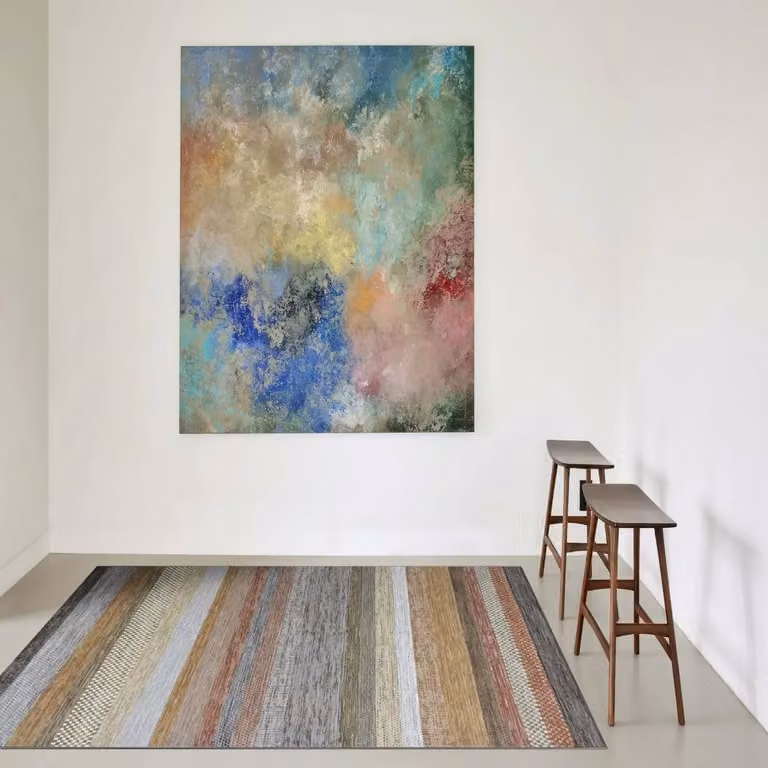 The Rug Shop UK Multicolour Striped Modern Machine Woven Area Rug, W: 160 cm, L: 230 cm