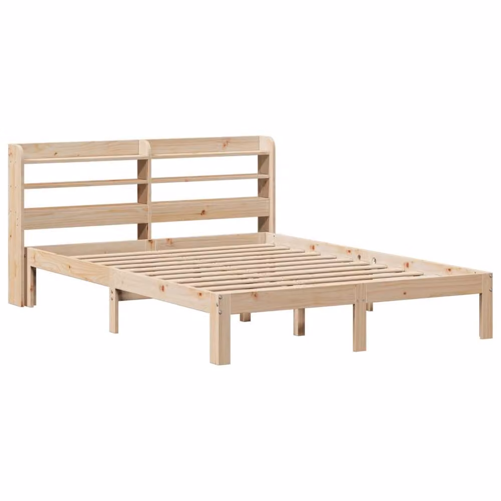 Berkfield Home King Size Solid Pine Bed Frame with Headboard and Side Compartments in Natural – 2