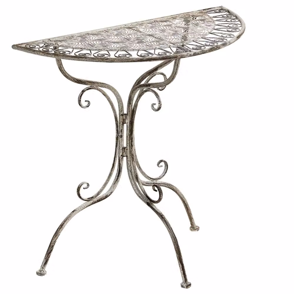 Wyld Haus Grey Mediterranean Metal Bistro Table W: 80 cm, D: 36 cm – 2