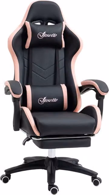 Rolipo Black PU Leather Gaming Chair with Headrest, Footrest and 360 Degree Swivel – 1