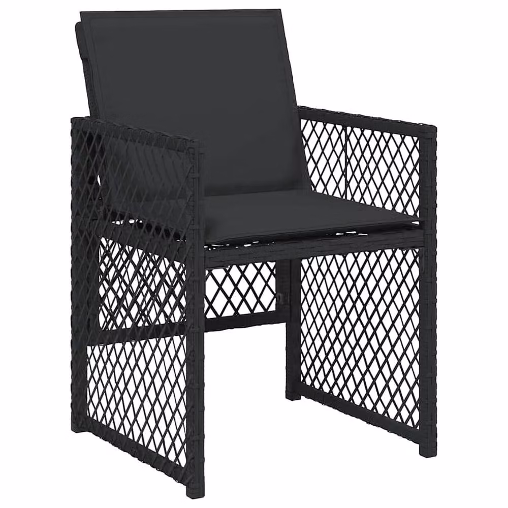 Berkfield Home 13 Piece Black Poly Rattan Garden Dining Set with Cushions – 3