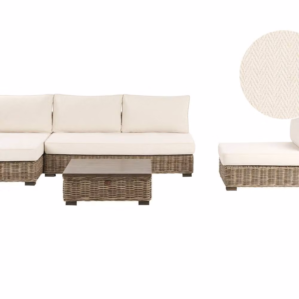 Wyld and Coco Veranda Grey Wicker Garden Conversation Set with Mahogany Coffee Table in White – 2