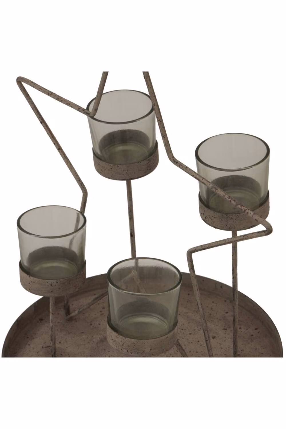 KDMD Rustic Star Tabletop Centerpiece with 4 Glass Votives and LED Candle Holders in Light Brown – 2