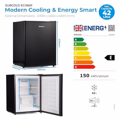 Subcold Under Counter Upright Freezer in Black with Reversible Door – 7