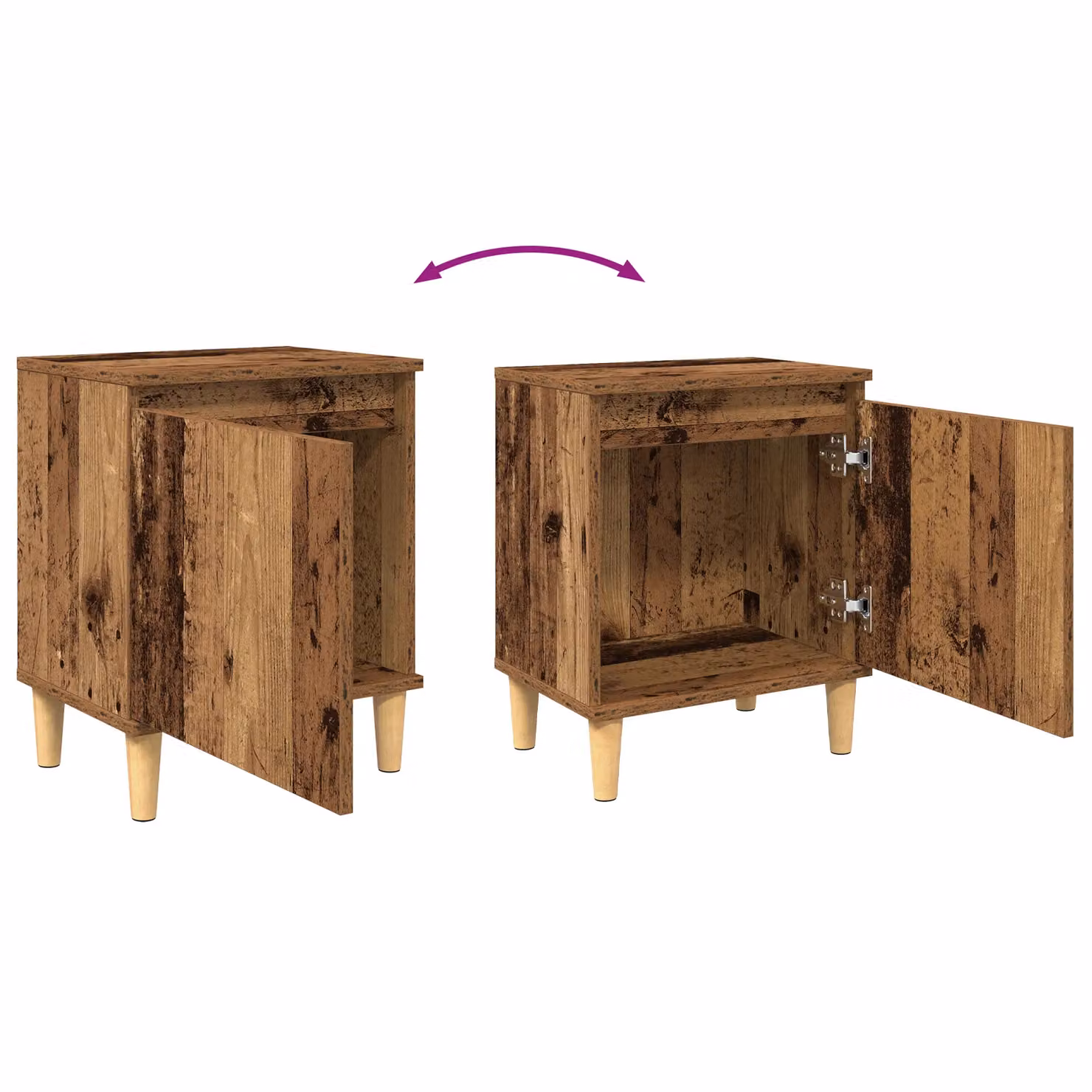 Berkfield Home Old Wood Bedside Table in Brown, Solid Reclaimed Wood, W/D/H: 40 x 30 x 50 cm – 8