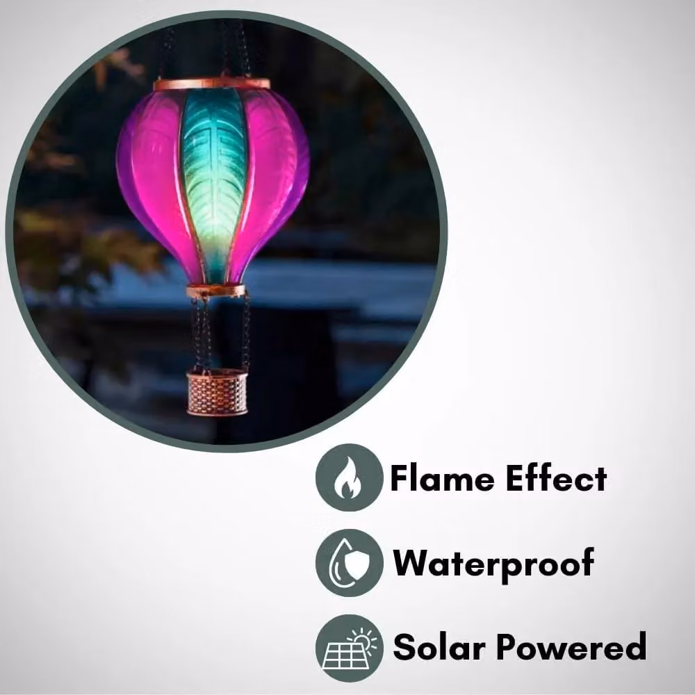 Marco Paul Multicolour Solar Hot Air Balloon LED Garden Ornament with Dusk Sensor – 3