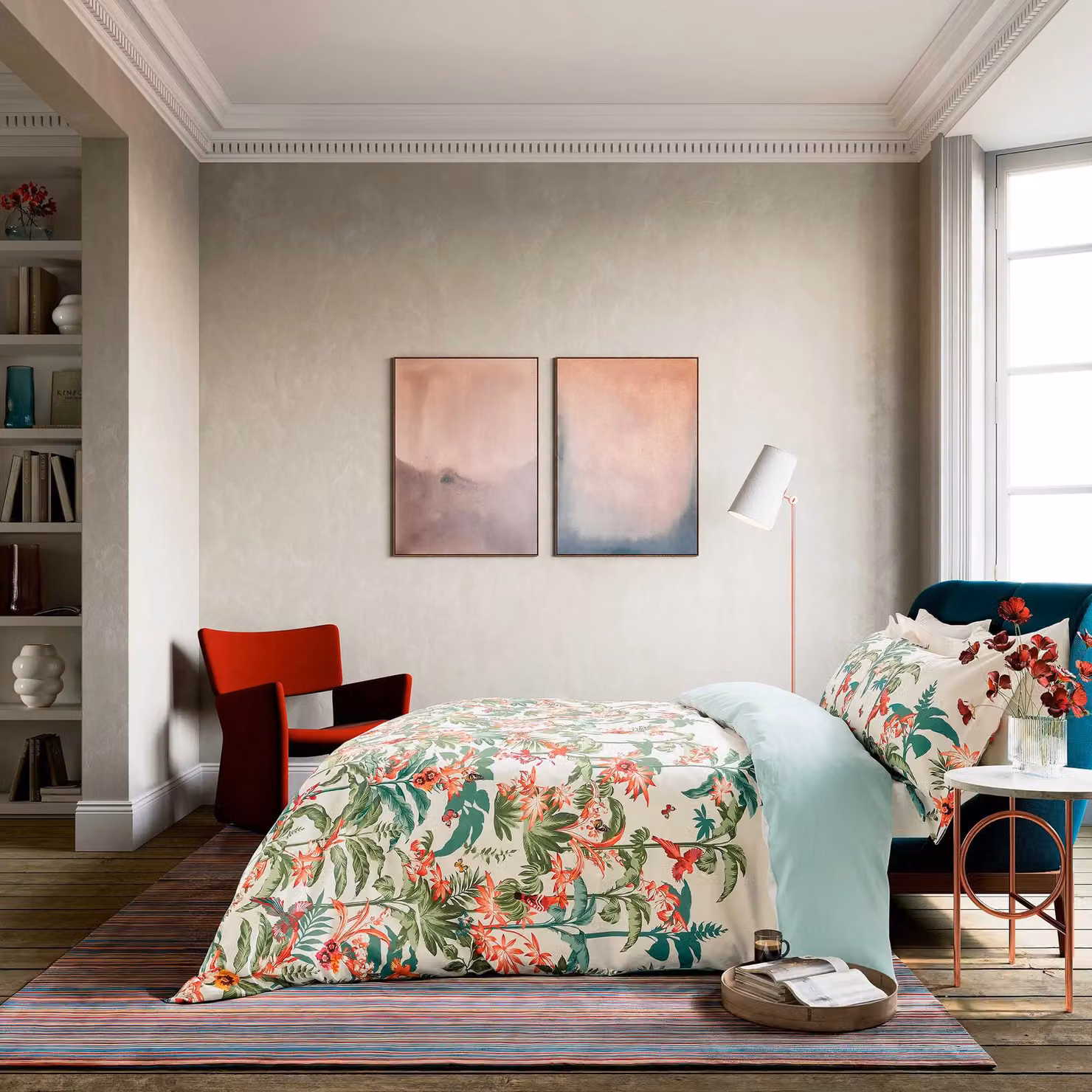 Ted Baker Rhapsody Reversible Floral Cotton Duvet Cover and Pillowcase Set, Multicolour, W/D/H: 200 x 220 cm and 140 x 200 cm – 2