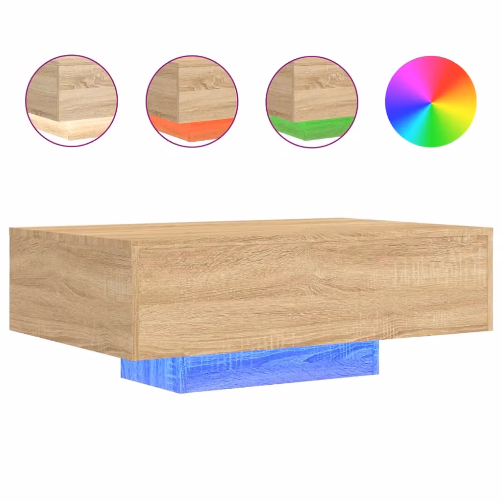 Berkfield Home Sonoma Oak Coffee Table with LED Lights in Brown, W: 85 cm, D: 55 cm, H: 31 cm – 2