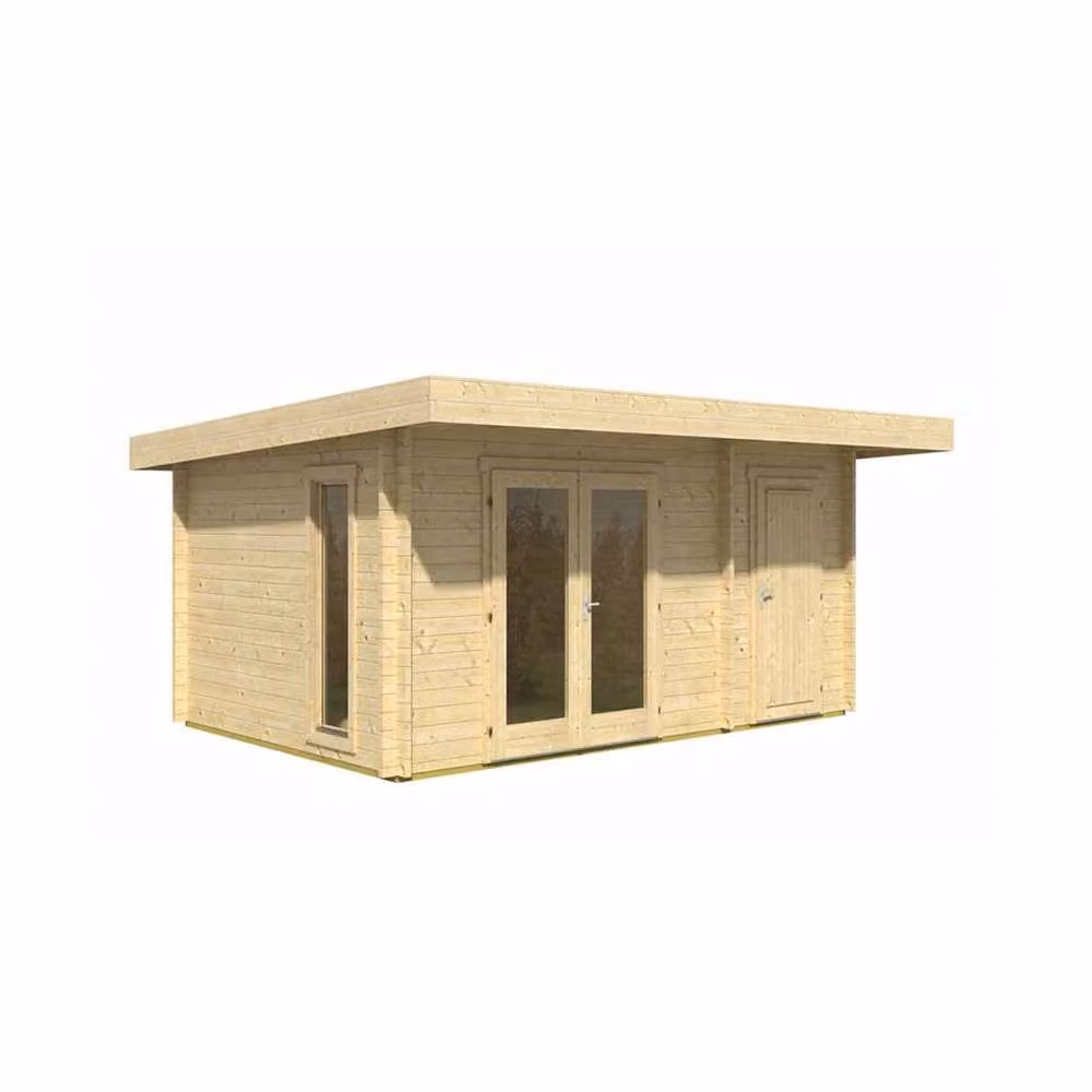 Lasita Maja Ltd Chameleon 44 Log Cabin Garden Room and Home Office in Light Brown, L: 510 cm, W: 410 cm, H: 233.7 cm