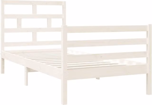 Berkfield Home Beautiful Single Bed Frame in White Solid Pine Wood W/D/H: 90 x 190 cm
