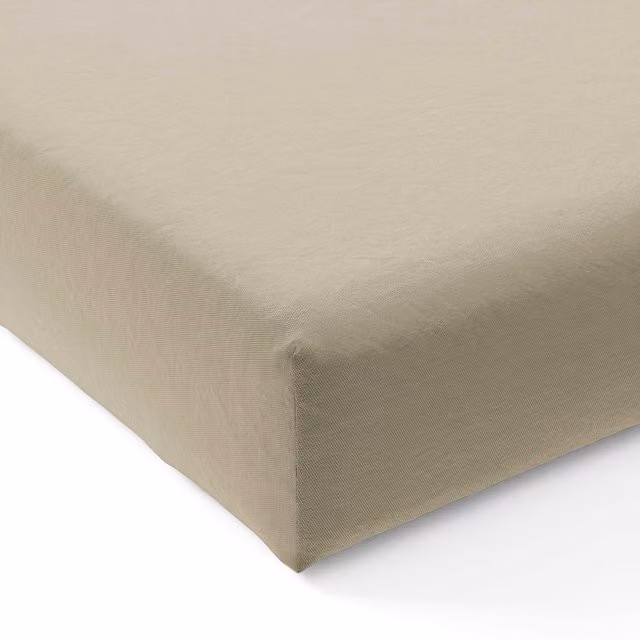 Bedeck of Belfast 200 Thread Count Cotton Percale Single Fitted Sheet, Beige, W: 90 cm, L: 200 cm