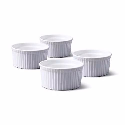 WM Bartleet & Sons Set of 4 White Porcelain Ramekins with Lids, 9cm Diameter – 1