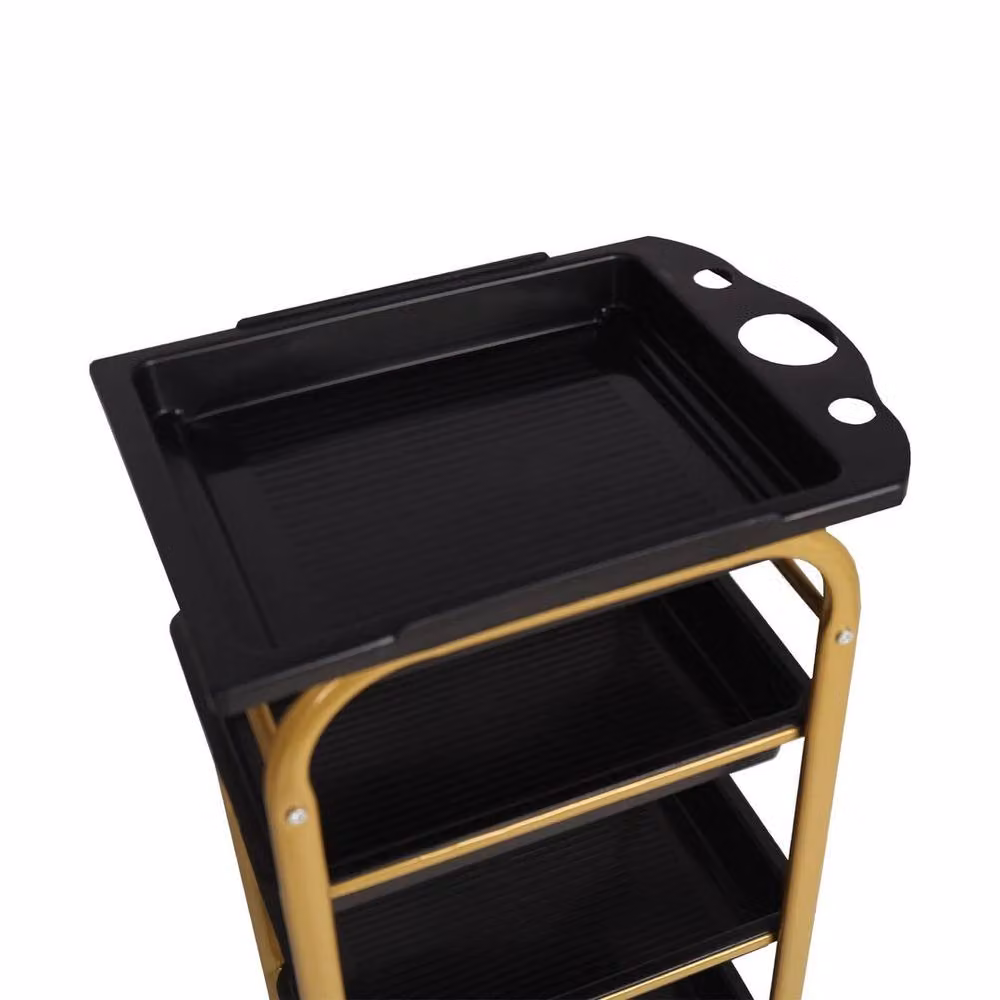 SPETLEK 4 Tier Freestanding Metal Storage Cart in Black and Gold – 4