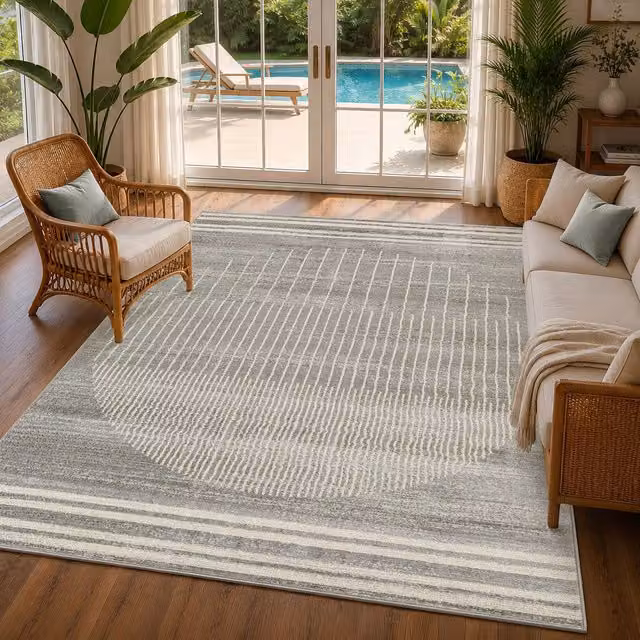 Livabliss Floransa Geometric Modern Rug in Mid Grey, Brown and Ivory, W: 160 cm, D: 215 cm – 1